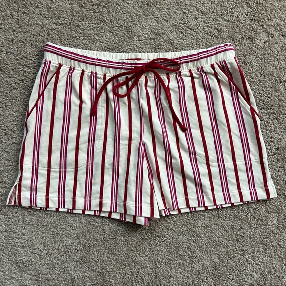 Soma Smart Striped Champagne Red Pink White Embraceable Drawstring Shorts NWT M - Picture 4 of 11